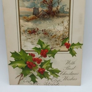 Postcard Best Christmas Wishes 1906 Santa Maria California Embossed Undivided