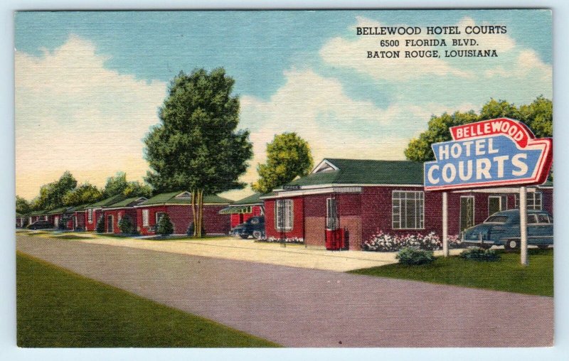 BATON ROUGE, Louisiana LA ~ Roadside BELLEWOOD HOTEL COURTS c1950s  Postcard