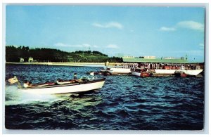 c1960 Loc-Wood Boat Dock Lake Excursion Speedboats Lake Ozark Missouri Postcard