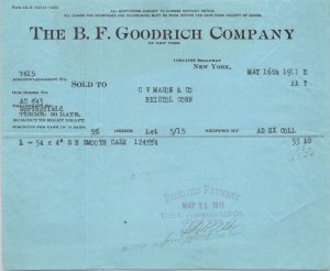 1911 Antique Letterhead - The B.F. Goodrich Company - New York #2