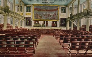 Vintage Postcard Interior Faneuil Hall Looking Toward Stage Boston Massachusetts