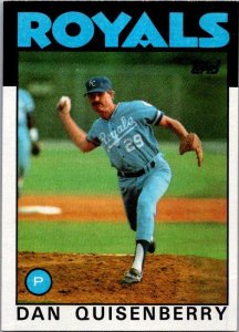 1986 Topps Baseball Card Dan Quisenberry Kansas City Royals sk2619