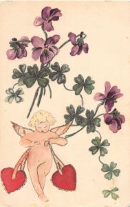 F39/ Valentine's Day Love Holiday Postcard c1910 c1910 Glitter Cupid 1