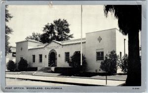 WOODLAND, CA California    POST OFFICE    c1940s   Silver Border   Postcard