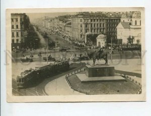 433047 USSR Leningrad Vosstaniya Square trams monument Tsar Nicholas buses 