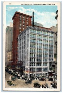 c1920 Dearborn Randolph Streets Classic Cars Exterior Chicago Illinois Postcard