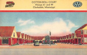 Clarksdale Mississippi Cotton Boll Court, Color Linen Vintage Postcard U8172