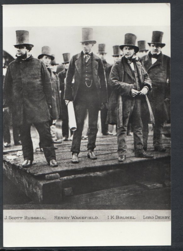 History Postcard - The Great Eastern Steamship Launching - Brunel   T6888