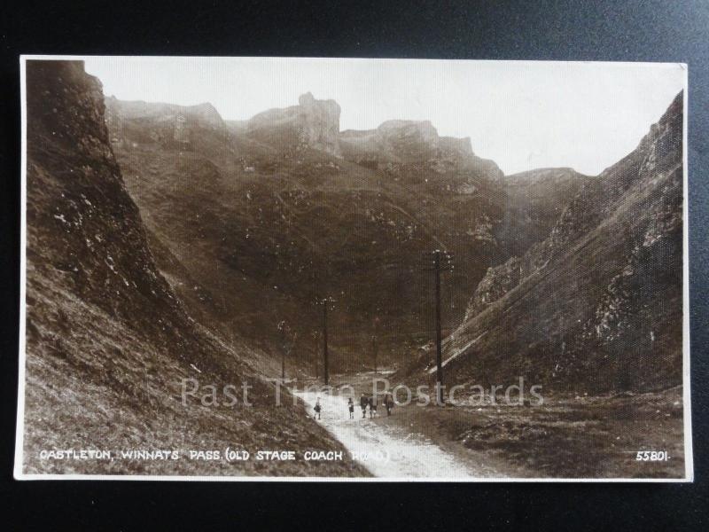 Derbyshire: Castleton, Winnats Pass (OLD STAGE COACH ROAD) RP Old Postcard