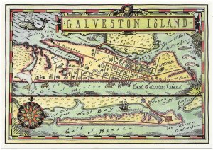 US Galveston Island, Texas. Treasure Map.   Mint card. Nice.