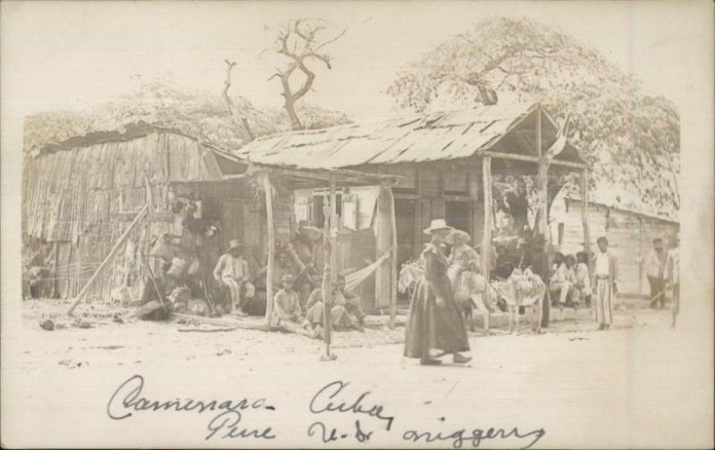 Caimanera Cuba Natives & Make-Shift Homes c1910 Real Photo Postcard dcn