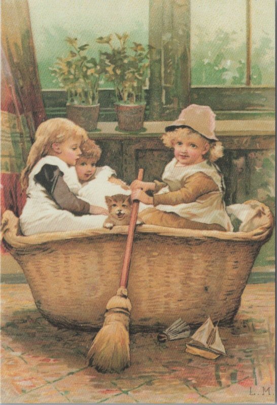 Children's Art Postcard - Childhood Memories, The Clothes Basket RR17338