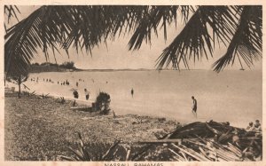 Vintage Postcard 1910's Beach Oceanview Vacation Sunbathing Nassau Bahamas