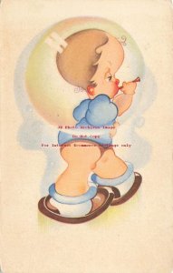 Young Child Blowing Bubbles, Ganshoren Belgium Postmark