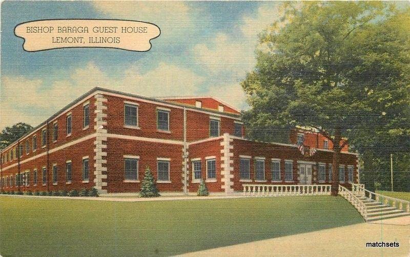 1940s Baraga Guest House Franciscan Panthers Lemont Illinois Teich postcard 3385