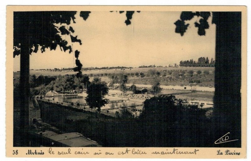 Morocco 1950 Unused Postcard Meknes Municipal Swimming Pool Sport