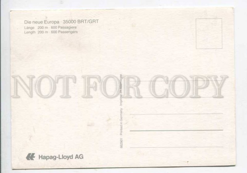 401915 Hapag Lloyd AG ship Europa Old postcard