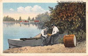 Erie Pennsylvania Misery Bay Men in Canoe Vintage Postcard AA48883