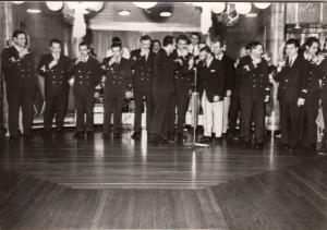 RPPC NORDSEE CRUISER PARTY CREW TO IDENTIFY CELEBRATING UNIFORMS CHAMPAGNE