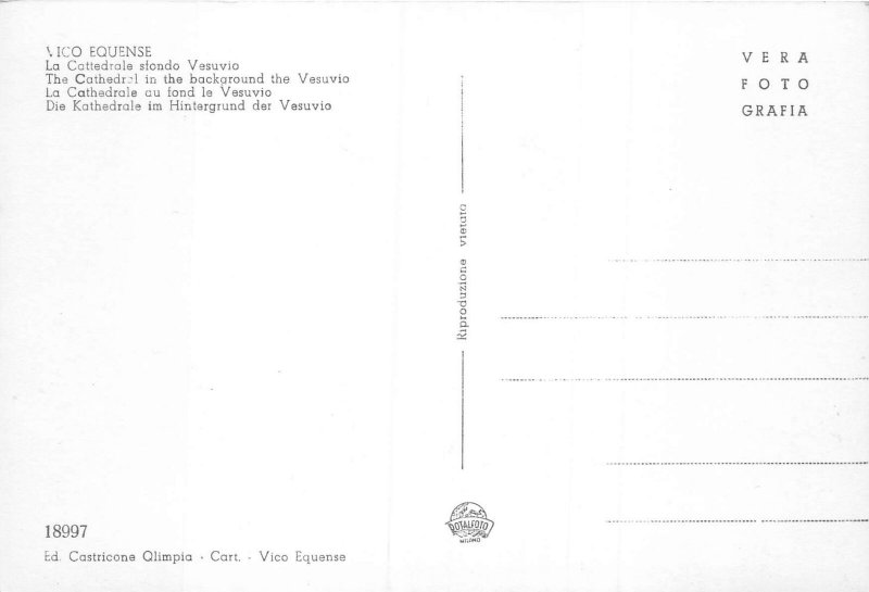 Lot 91 italy vico equense the cathedral in  background the vesuvio real photo