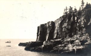 Postcard Real Photo 1966 Otter Cliffs Mount Desert Island Maine Acadia Park RPPC