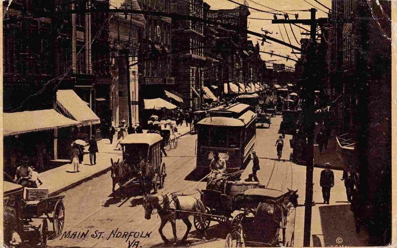 Main Street Norfolk Virginia 1911 postcard