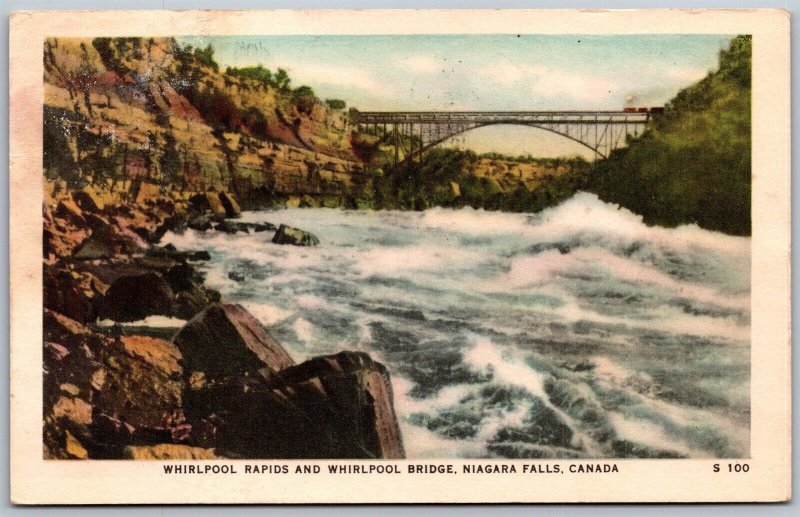 Vtg Niagara Falls Canada Whirlpool Rapids & Bridge 1950s View Old Postcard