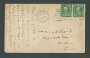 Dec 28 1917 Post Card Mailed W/2c Postage to Pay WWI Tax Rate From 11-21-1917---