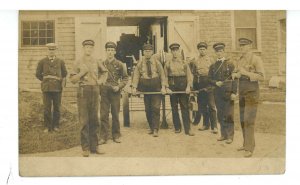 MA - Cape Cod. A Fire Dept. Brigade & Hand-Pulled Hose Cart ca 1903  RPPC