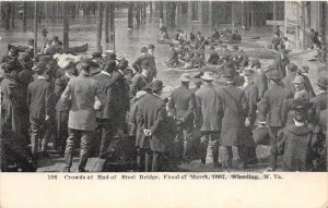 J42/ Wheeling West Virginia Postcard c1907 Flood Disaster Steel Bridge Boats 124