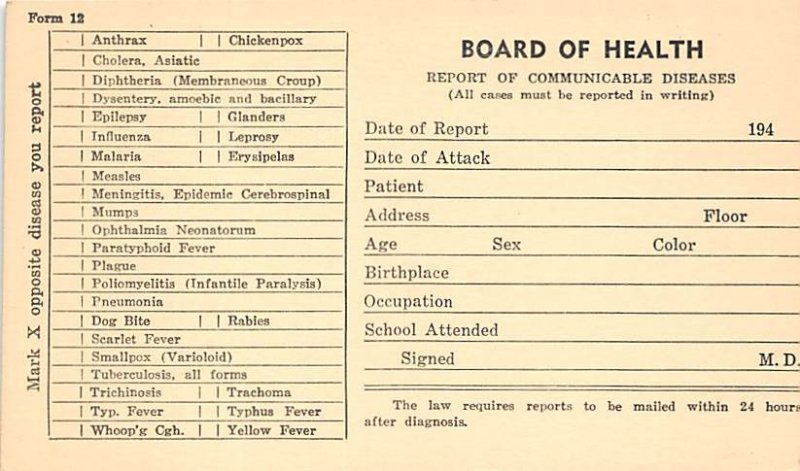 Board of Health Paterson, New Jersey, USA Mail Related Unused 