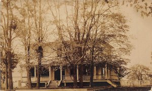 1910s RPPC Real Photo Postcard Large House Proch Trees