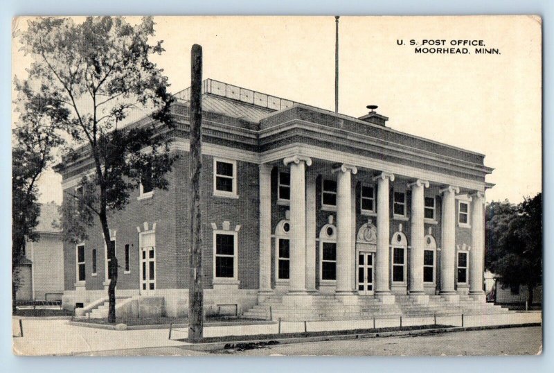 Moorhead Minnesota Postcard US Post Office Exterior Building View c1910 Vintage