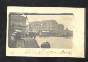 RPPC COALINGA CALIFORNIA DOWNTOWN STREET SCENE PARADE REAL PHOTO POSTCARD