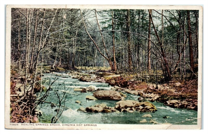 1914 Healing Springs Brook, Virginia Hot Springs Postcard *6H6
