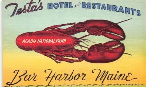 Bar Harbor Maine Testa's Hotel and Restautant Acadia National Park PC AA66542