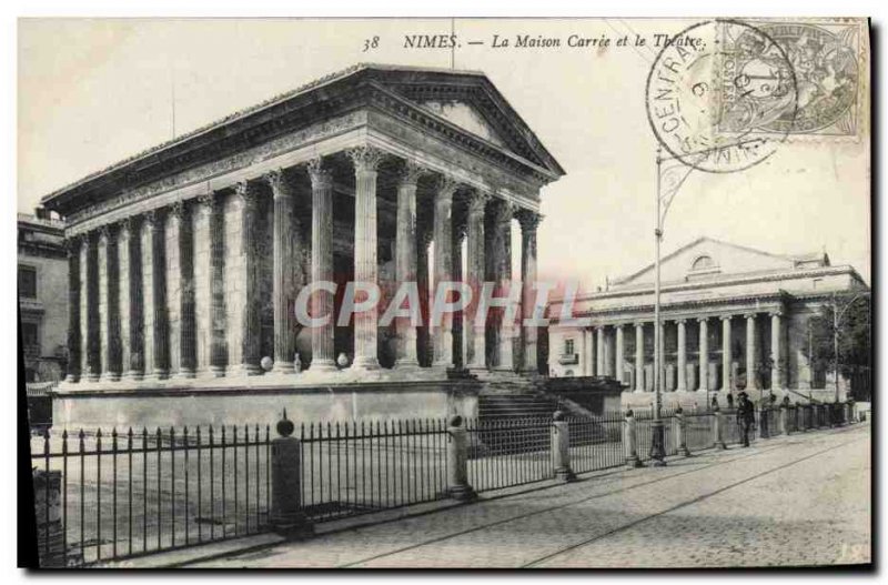 Old Postcard Nimes La Maison Carree and Theater