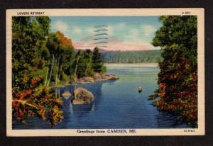 ME Greetings from CAMDEN MAINE Postcard Linen PC