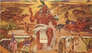 Wyoming Warren Mural Indian of the Plains 1945 Mac Dermed Postcard 22-5216