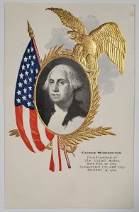 George Washington 1st President of USA Portrait Gilded Eagle Postcard Y14