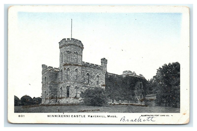 Postcard Winnikeeni Castle, Haverhill MA glitter udb I13