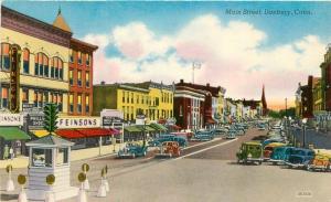 Autos Danbury Connecticut Main Street 1940s Postcard Hat City Colorpicture 273