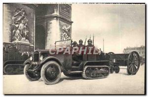 Old Postcard Artillery motorized front I & # 39Arc De Triomphe Paris Army Tan...