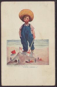 Young America,Boy,Beach,Wall Postcard