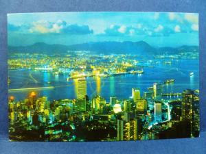 Postcard China Hong Kong Harbor View at Night from Victoria Peak