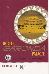 Spain Mallorca Hotel Garonda Vintage Luggage Label sk2999