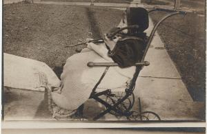 1907-15 RPPC Cute Baby Boy Child Stroller Carriage Outside Real Photo Postcard