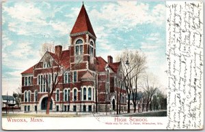 1907 High School Winona Minnesota MN Campus Building Campus Posted Postcard