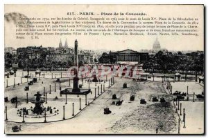 Postcard Old Paris Concorde Square