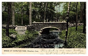 Postcard BRIDGE SCENE Waterbury Connecticut CT AQ9563